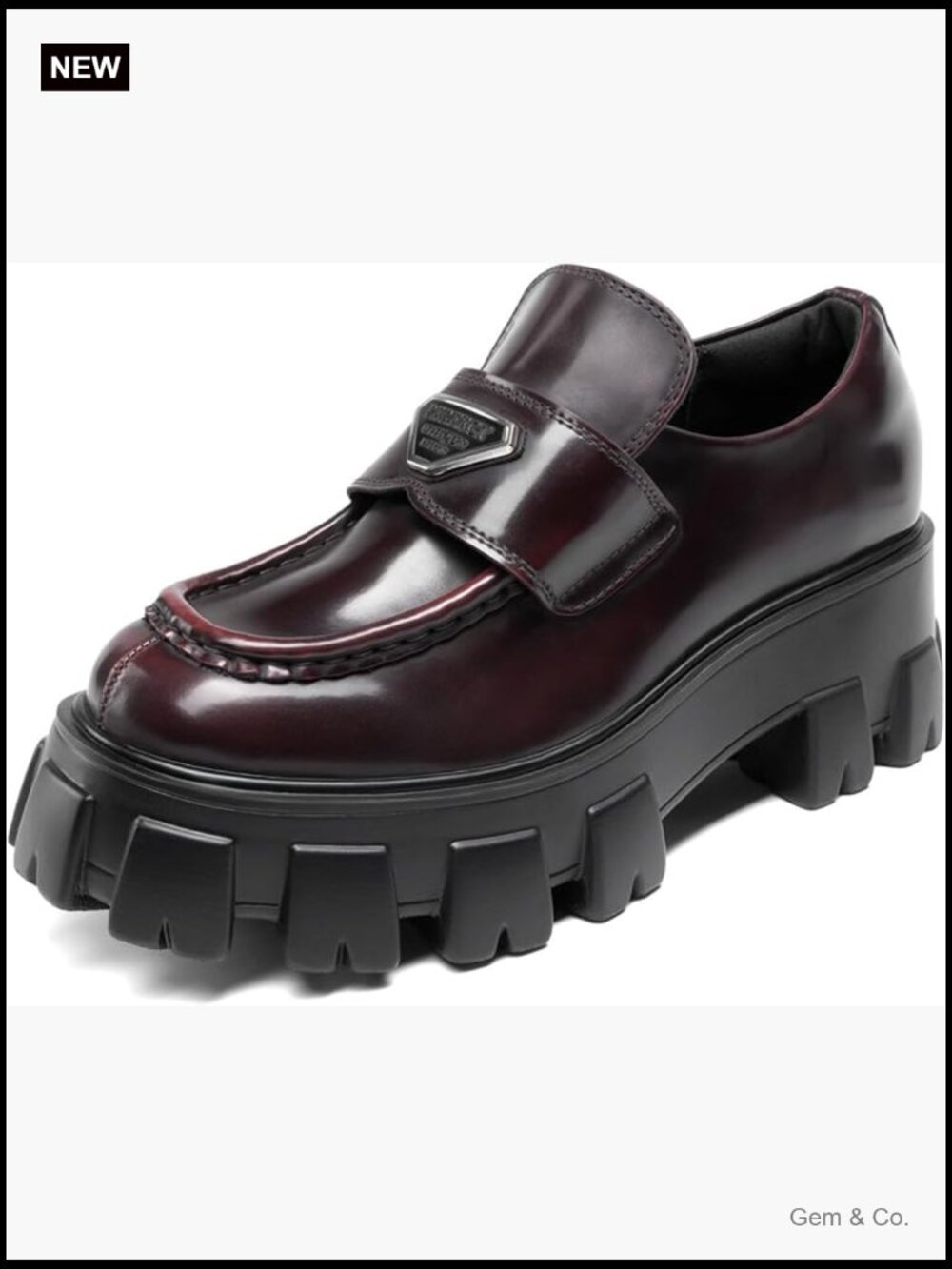 Chunky Platform Loafers Slip-On Business Casual Vegan Leather Comfort - Picture 1 of 7